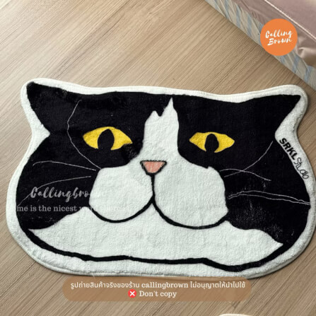 พรม CALLINGBROWN ขนาด 60X44 ซม. รูปแมว สีขาวดำ_1